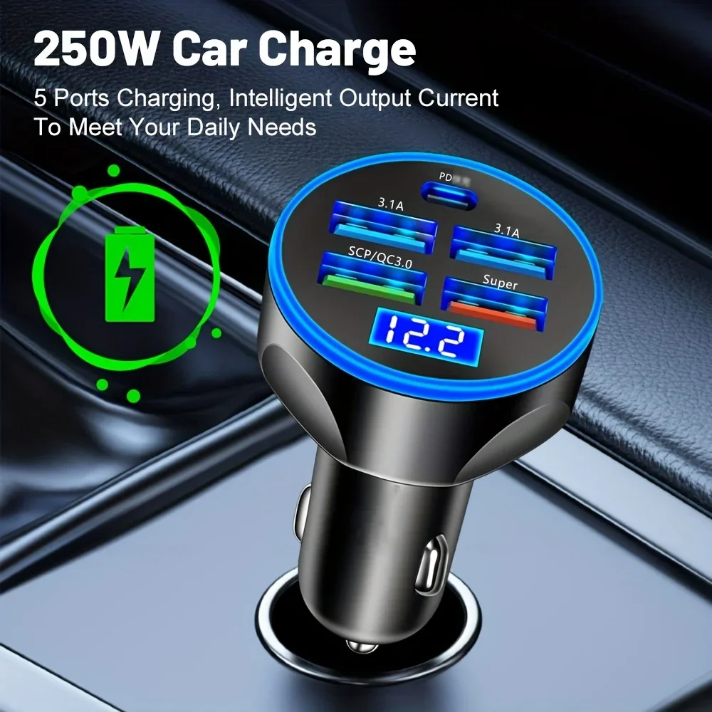 250W超急速充電カーチャージャー 5in1アダプター 充電 - Election Electronics & Gadgets Store Woocommerce Theme のレビューと価格